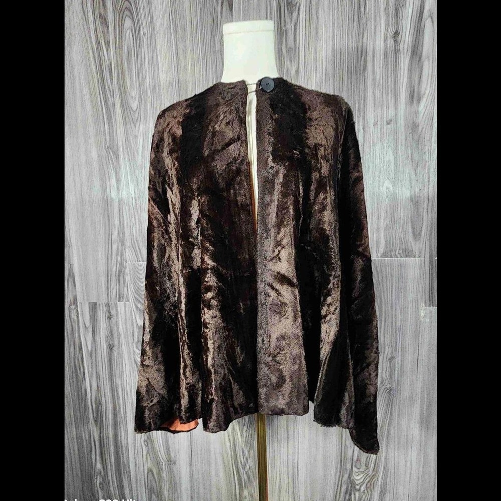 Vintage Original by Jo Brown Faux Fur Cape Collarless Button‎ Top Wrap One Size